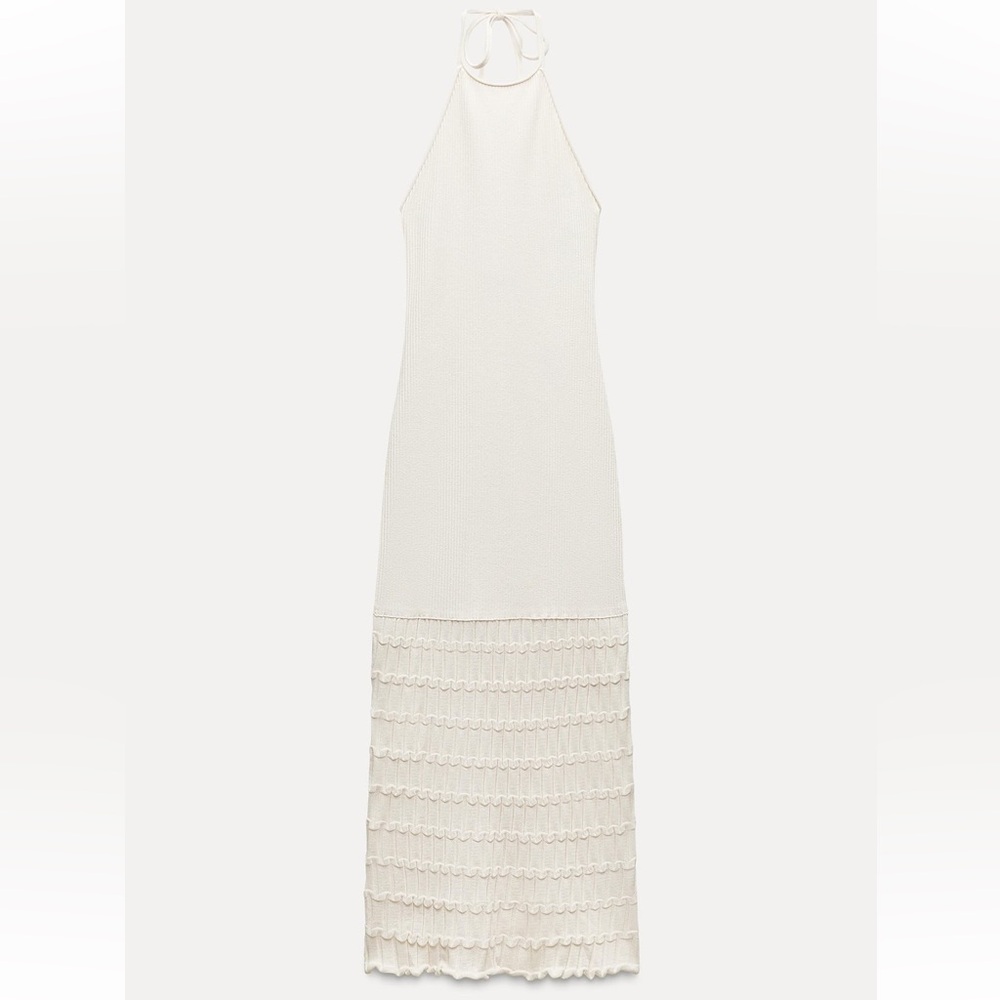 Zara Combination Crochet Dress Cream